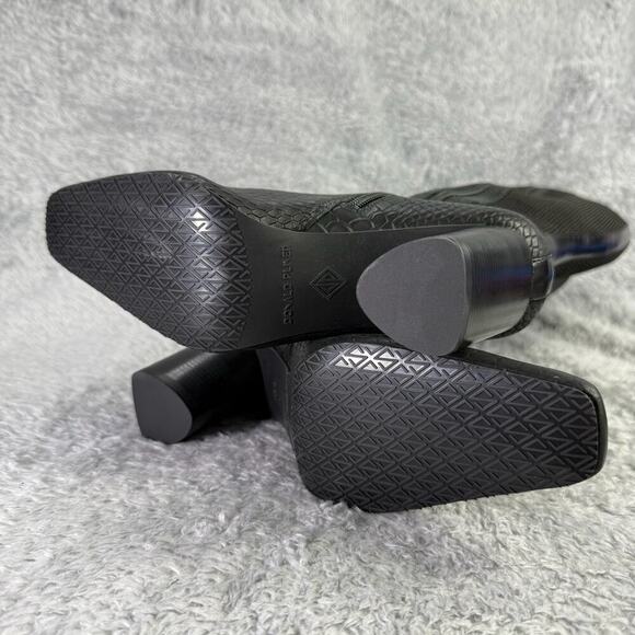 Donald Pliner Women Houda Tall Boots Black Snake Embosssed Leather Womens Sz 5.5 - Picture 2 of 11